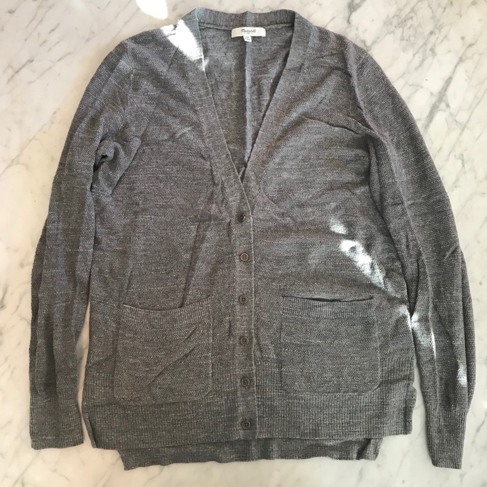 Madewell heather grey button up cardigan